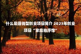 什么是赚钱型创业项目简介 2023年创业项目“家庭拍浮馆”