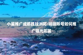 小星推广成都胜铨洲拓:嘀嘀账号如何推广曝光拓展