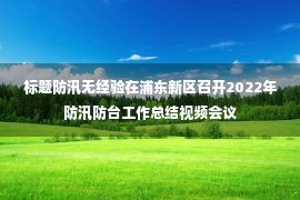 标题防汛无经验在浦东新区召开2022年防汛防台工作总结视频会议