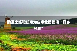 防汛未经验信息为应急救援提供“桐乡经验”