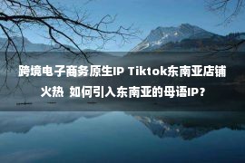 跨境电子商务原生IP Tiktok东南亚店铺火热  如何引入东南亚的母语IP？