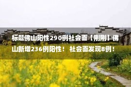 标题佛山阳性290例社会面【刚刚】佛山新增236例阳性！ 社会面发现8例！ 广州南站关闭了吗？ 12306应答→