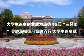 大学生返乡创业成为趋势 95后“三兄弟”县城卖榴莲月营收百万 大学生返乡就业成趋势