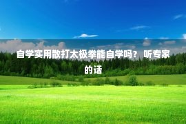 自学实用散打太极拳能自学吗？ 听专家的话