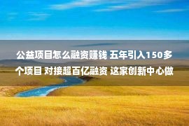 公益项目怎么融资赚钱 五年引入150多个项目 对接超百亿融资 这家创新中心做对了什么？