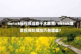 tiotok短视频成都千木教育: tiktok爆款视频处理技巧有哪些？