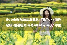 tiotok短视频副业兼职: TikTok (海外嘀嘀)搬运视频 每周4850元 每天1小时！