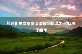 经验相关文章资深律师经验谈之十九:庖丁解牛