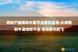 房地产商推动中国平安研究报告:从将棋到中盘始终不渝 等待曙光初飞