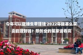 今年可以做啥生意赚钱 2022年做甚么买卖能赚到钱？想创业的冤家请看完