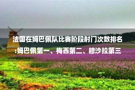 法国在姆巴佩队比赛阶段射门次数排名:姆巴佩第一、梅西第二、穆沙拉第三