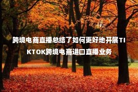 跨境电商直播总结了如何更好地开展TIKTOK跨境电商进口直播业务