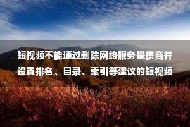 短视频不能通过删除网络服务提供商并设置排名、目录、索引等建议的短视频配置来帮助侵权