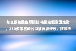 怎么做核酸生意赚钱 核酸造假发国难财，250多家核酸公司被要求整改，核酸检测造假何以泛滥成灾？