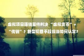 虚拟项目赚钱案件判决 “虚拟货币”+“传销”？新型犯罪手段应当如何认定？