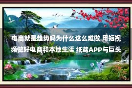 电商就是趋势吗为什么这么难做 用短视频做好电商和本地生活 纸鸢APP与巨头共舞