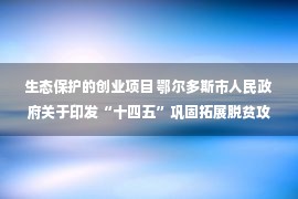 生态保护的创业项目 鄂尔多斯市人民政府关于印发“十四五”巩固拓展脱贫攻坚成果同乡村振兴有效衔接规划的通知