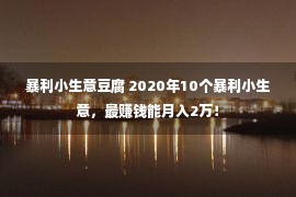 暴利小生意豆腐 2020年10个暴利小生意，最赚钱能月入2万！