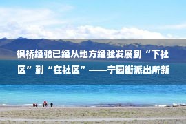 枫桥经验已经从地方经验发展到“下社区”到“在社区”——宁园街派出所新时代的“枫桥经验”