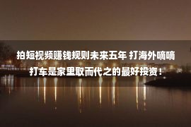 拍短视频赚钱规则未来五年 打海外嘀嘀打车是家里取而代之的最好投资！