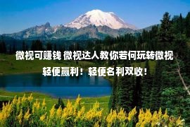 微视可赚钱 微视达人教你若何玩转微视轻便赢利！轻便名利双收！