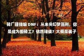 砖厂赚钱嘛 DNF：从未央幻梦赢利，你是成为搬砖工？依然赌徒？大概是骗子？