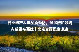  商业地产大批买卖频仍，涉房法拍领域有望维持高位｜北京资管周度讲述