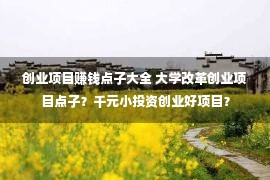 创业项目赚钱点子大全 大学改革创业项目点子？千元小投资创业好项目？