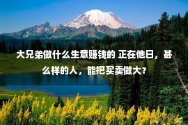 大兄弟做什么生意赚钱的 正在他日，甚么样的人，能把买卖做大？