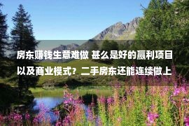 房东赚钱生意难做 甚么是好的赢利项目以及商业模式？二手房东还能连续做上来吗？