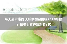 每天显示赚钱 天弘余额宝揭晓2018年报：每天为客户赢利超1亿