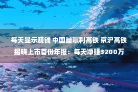 每天显示赚钱 中国最赢利高铁 京沪高铁揭晓上市首份年报：每天净赚3200万