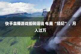 快手直播游戏搬砖赚钱 电商“经纪”，月入过万