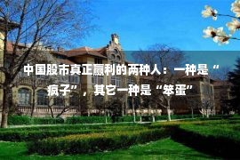  中国股市真正赢利的两种人：一种是“疯子”，其它一种是“笨蛋”