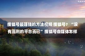 搜狐号最赚钱的方法视频 搜狐号？“没有赢利的平台而已”搜狐号自媒体怎样猎取收益呢？