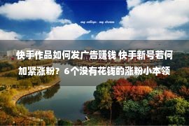 快手作品如何发广告赚钱 快手新号若何加紧涨粉？6个没有花钱的涨粉小本领