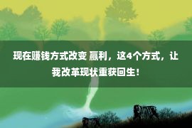 现在赚钱方式改变 赢利，这4个方式，让我改革现状重获回生！