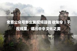 免费公众号怎么发视频赚钱 收集令｜于视频里，道出中中文化之美