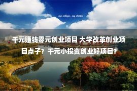 千元赚钱零元创业项目 大学改革创业项目点子？千元小投资创业好项目？