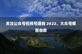 关注公众号视频号赚钱 2022，大众号艰苦自救