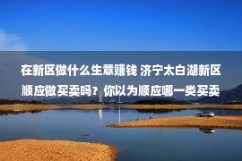 在新区做什么生意赚钱 济宁太白湖新区顺应做买卖吗？你以为顺应哪一类买卖呢？