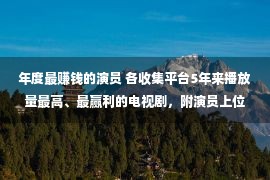 年度最赚钱的演员 各收集平台5年来播放量最高、最赢利的电视剧，附演员上位史