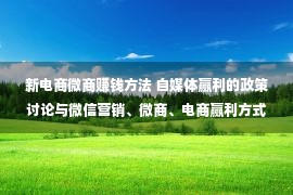 新电商微商赚钱方法 自媒体赢利的政策讨论与微信营销、微商、电商赢利方式以及本领