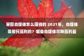 寒假自媒体怎么赚钱的 2021年，自媒体是若何赢利的？哪些自媒体范畴赢利最快！