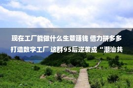 现在工厂能做什么生意赚钱 借力拼多多打造数字工厂 这群95后逆袭成“潮汕共同人”