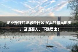 企业赚钱的境界是什么 买卖的最高地步：回调买入、下跌卖出！