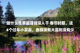 做什么生意最赚钱没人干 春节时期，这4个过年小买卖，参预没有大赢利没有少，绝对别错过