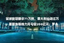  寰球新冠确诊71万例，意大利仙逝过万；董明珠曝格力月亏空200亿元；罗永浩回应扫兴老粉…