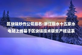 区块链炒作公司排名:浙江丽水十五家水电站上线基于区块链技术碳资产核证系统批量开发I