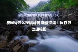 校园号怎么投稿赚钱 新疆沙湾：反诈鼓吹进校园